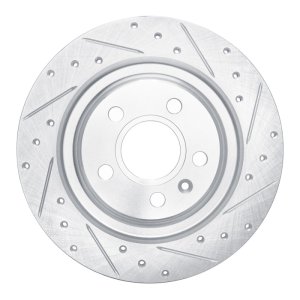 Volvo XC40 Brake Rotor (1) - Rear Right - R1 Concepts - Drilled & Slotted - Silver - `19-`25
